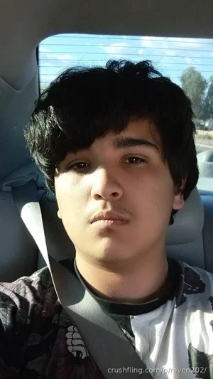 Young man with dark hair in a car, wearing a patterned shirt and seatbelt.